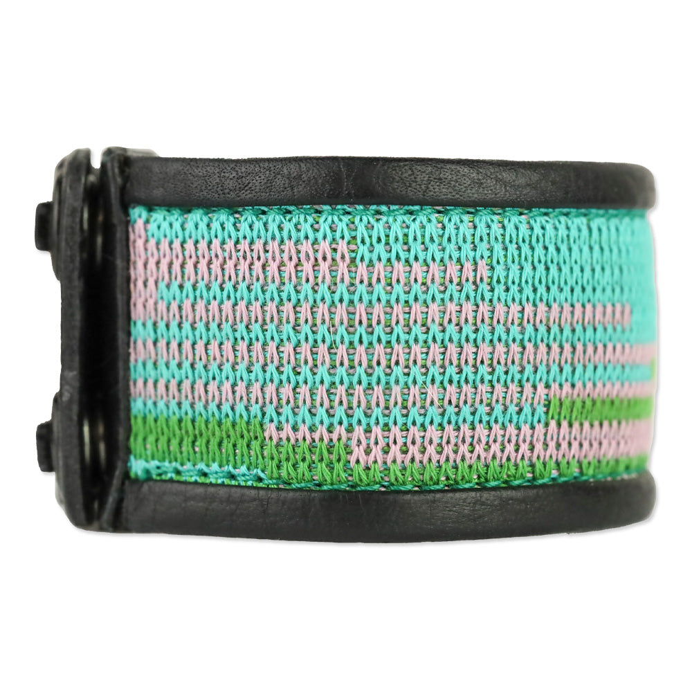 M Missoni Mulitcolor Woven Black Leather Cuff