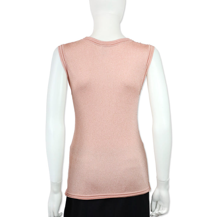 M Missoni Pink Metallic Knit Ribbed Trim Tank Top
