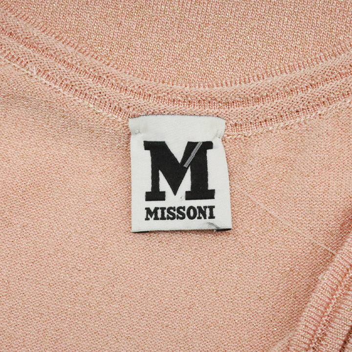 M Missoni Pink Metallic Knit Ribbed Trim Tank Top