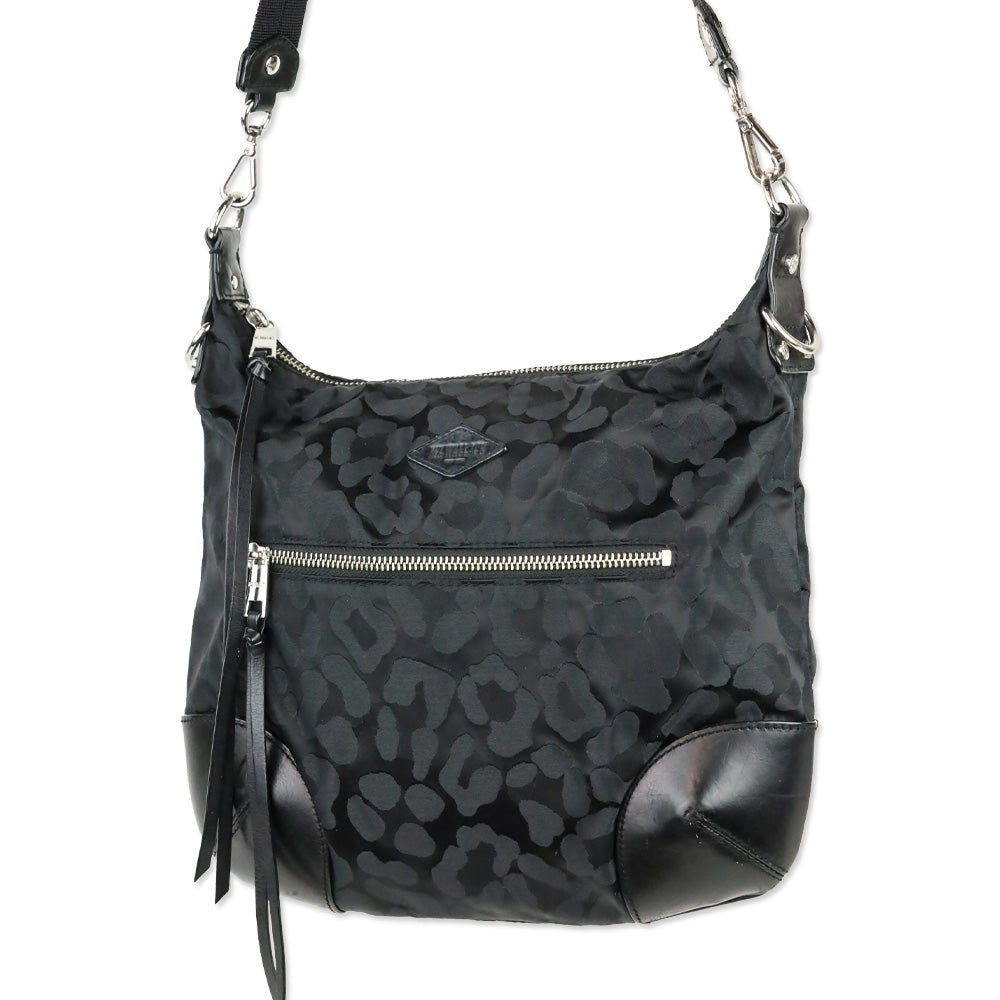 MZ Wallace Black Animal Leopard Print Parker Shoulder Bag