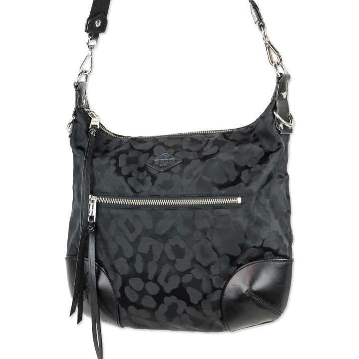 MZ Wallace Black Animal Leopard Print Parker Shoulder Bag