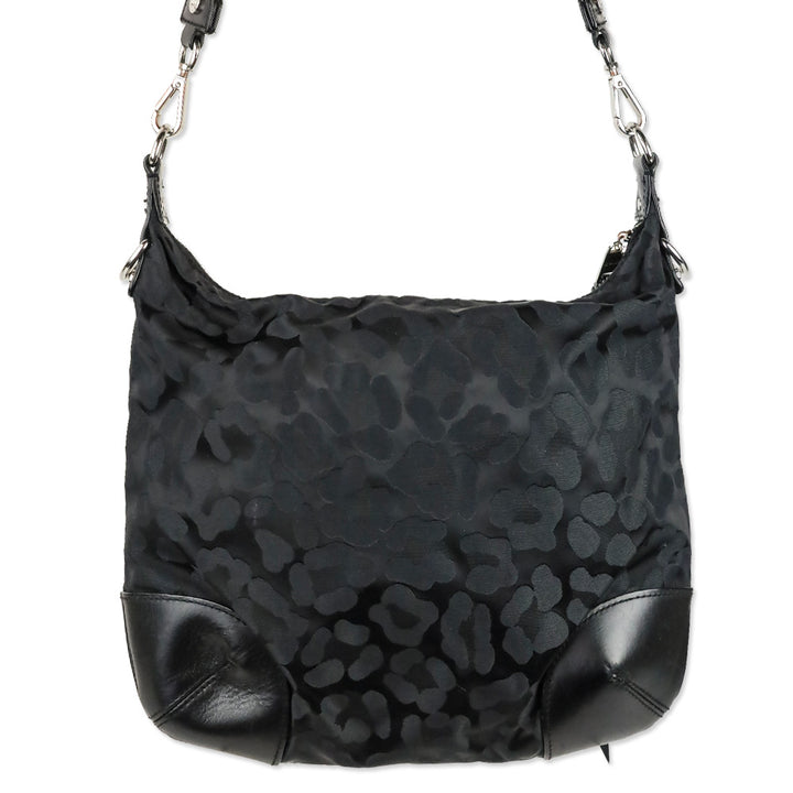 MZ Wallace Black Animal Leopard Print Parker Shoulder Bag