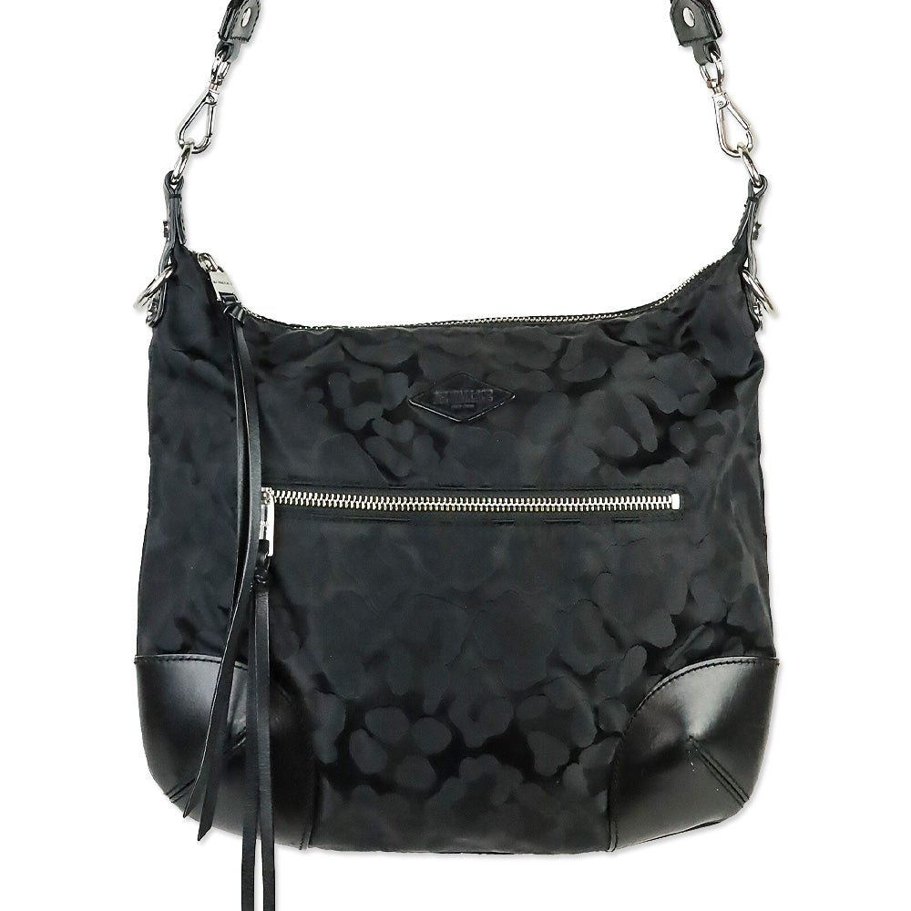 MZ Wallace Black Animal Leopard Print Parker Shoulder Bag