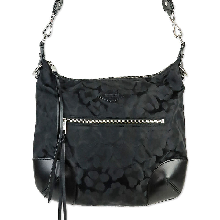 MZ Wallace Black Animal Leopard Print Parker Shoulder Bag