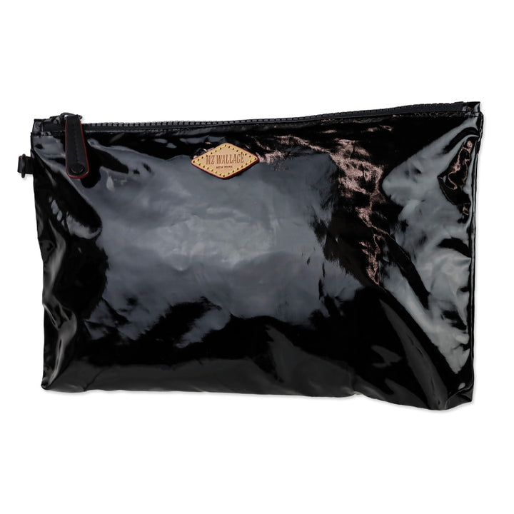 MZ Wallace Black Lacquer Nylon Large Zip Pouch