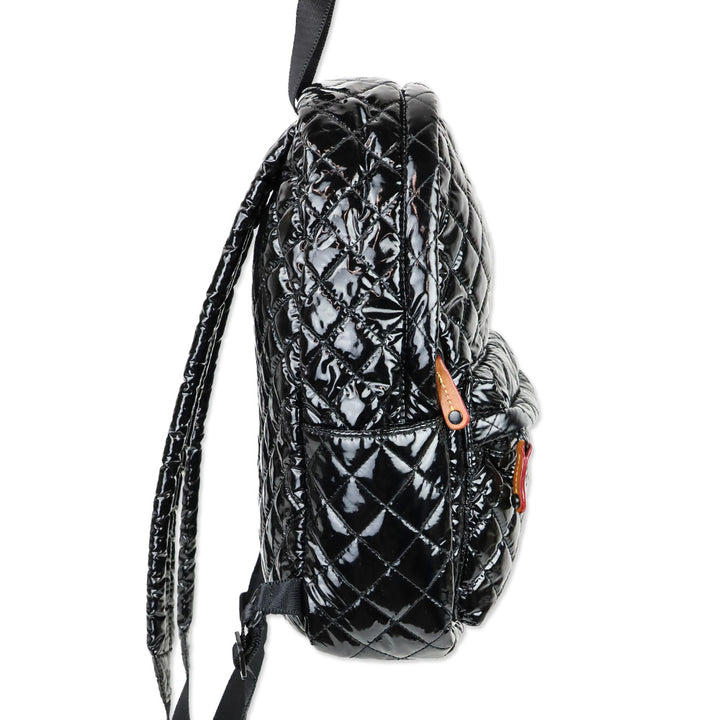 MZ Wallace Black Lacquer Quilted Nylon Small Backpack