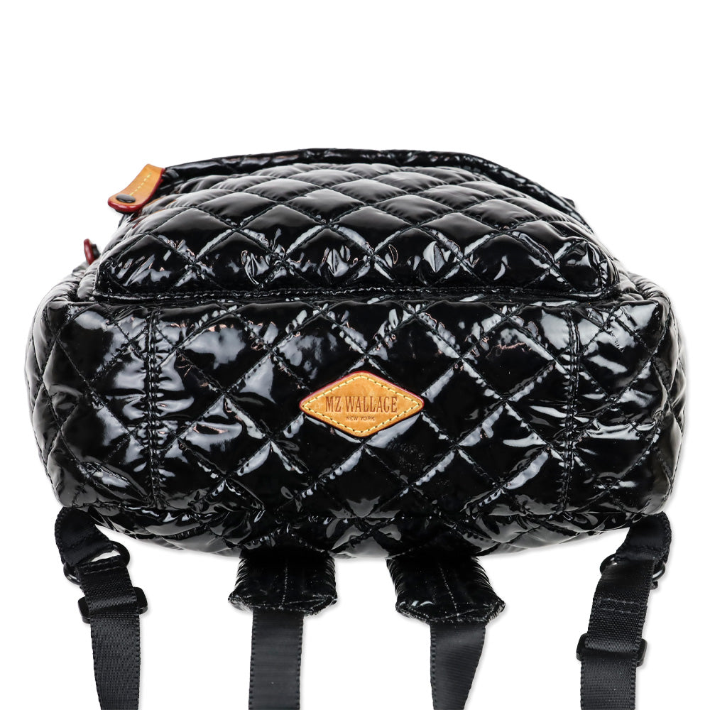 MZ Wallace Black Lacquer Quilted Nylon Small Backpack