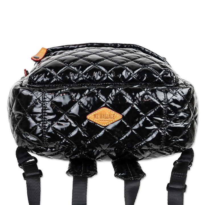 MZ Wallace Black Lacquer Quilted Nylon Small Backpack