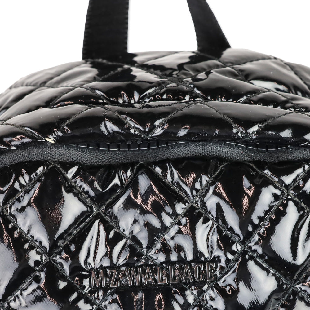 MZ Wallace Black Lacquer Quilted Nylon Small Backpack