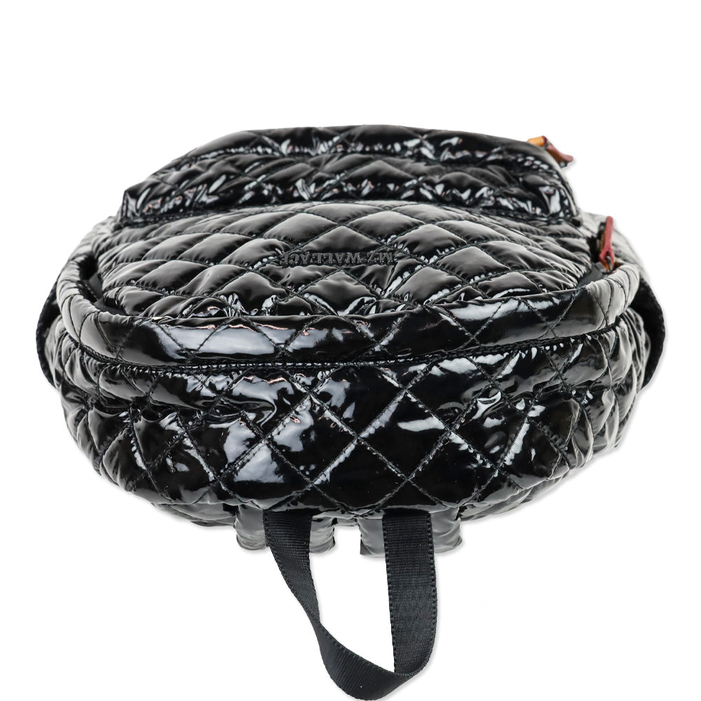 MZ Wallace Black Lacquer Quilted Nylon Small Backpack