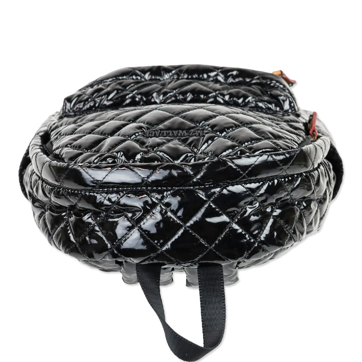 MZ Wallace Black Lacquer Quilted Nylon Small Backpack