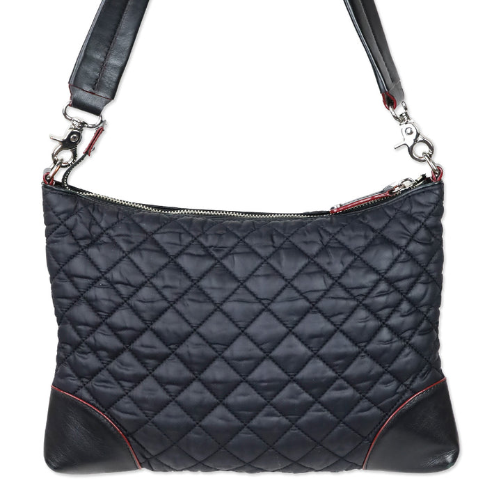 MZ Wallace Black Quilted Nylon Crosby Crossbody Bag