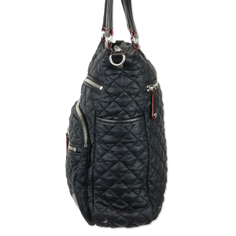 MZ Wallace Black Quilted Nylon Leather Trim Medium Crosby Tote