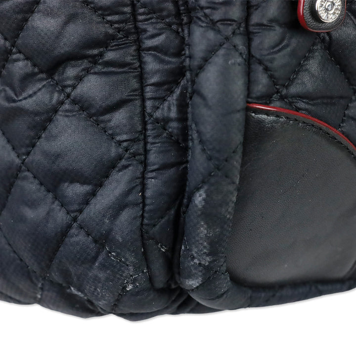 MZ Wallace Black Quilted Nylon Leather Trim Medium Crosby Tote