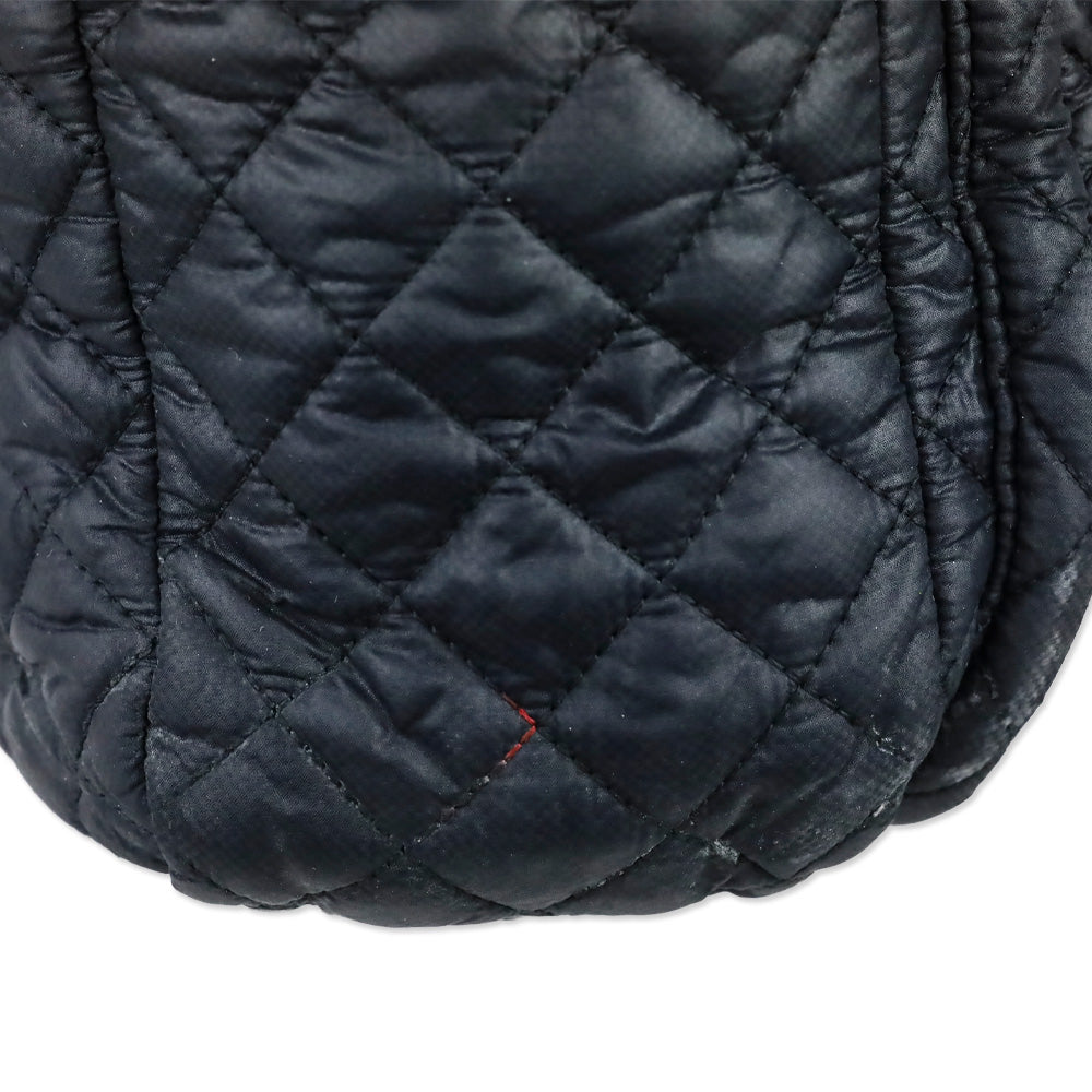 MZ Wallace Black Quilted Nylon Leather Trim Medium Crosby Tote