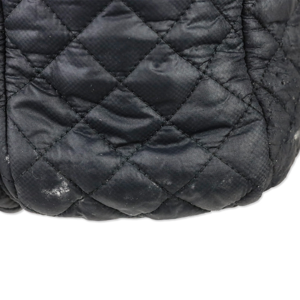 MZ Wallace Black Quilted Nylon Leather Trim Medium Crosby Tote