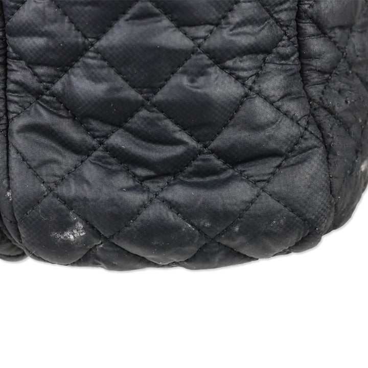 MZ Wallace Black Quilted Nylon Leather Trim Medium Crosby Tote