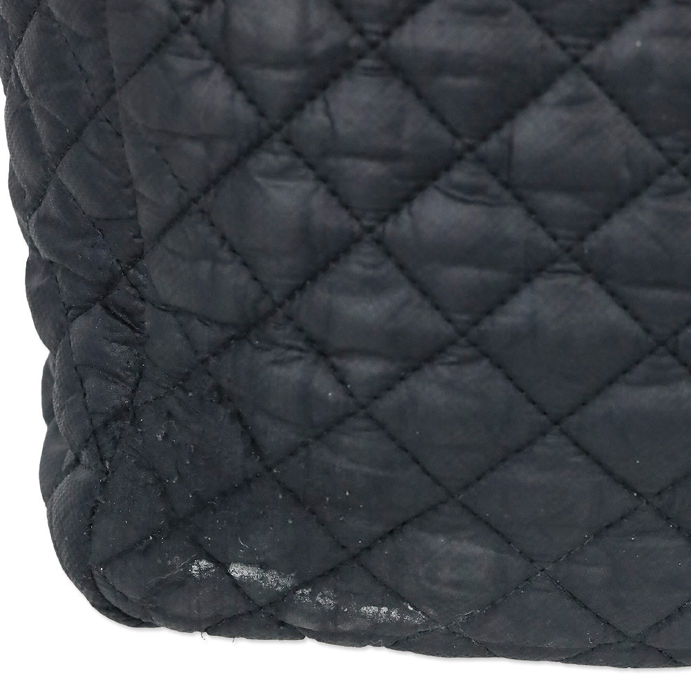 MZ Wallace Black Quilted Nylon Leather Trim Medium Crosby Tote