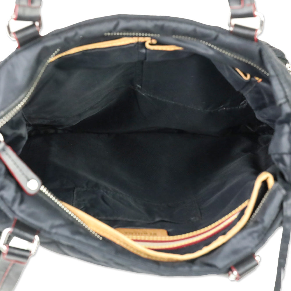 MZ Wallace Black Quilted Nylon Leather Trim Medium Crosby Tote