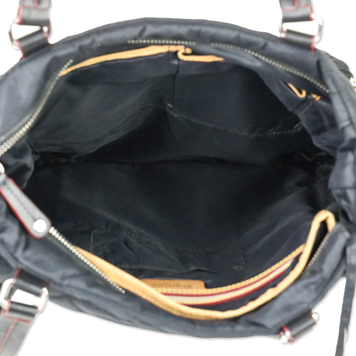 MZ Wallace Black Quilted Nylon Leather Trim Medium Crosby Tote