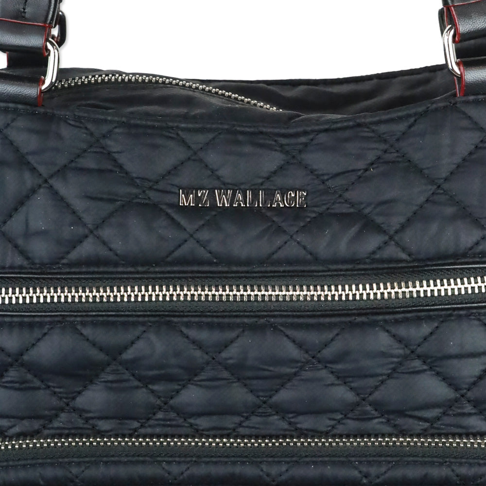 MZ Wallace Black Quilted Nylon Leather Trim Medium Crosby Tote