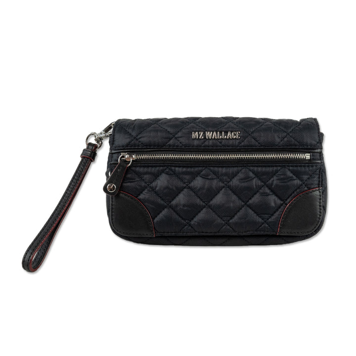 MZ Wallace Crosby Convertible Black Quilted Wristlet Bag