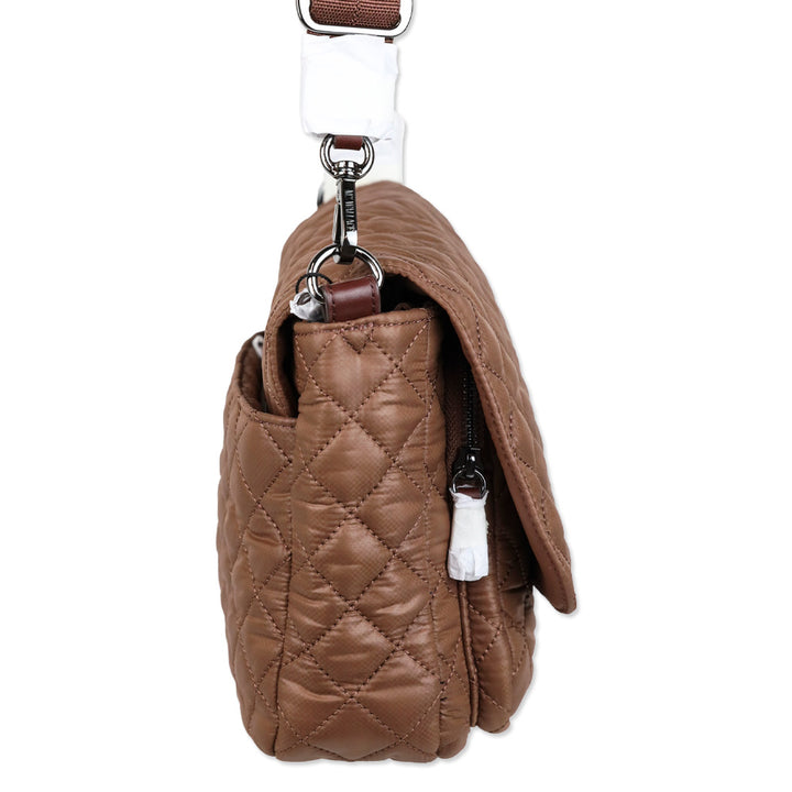 MZ Wallace Crosby Lock Medium Terracotta Quilted Nylon Crossbody Bag
