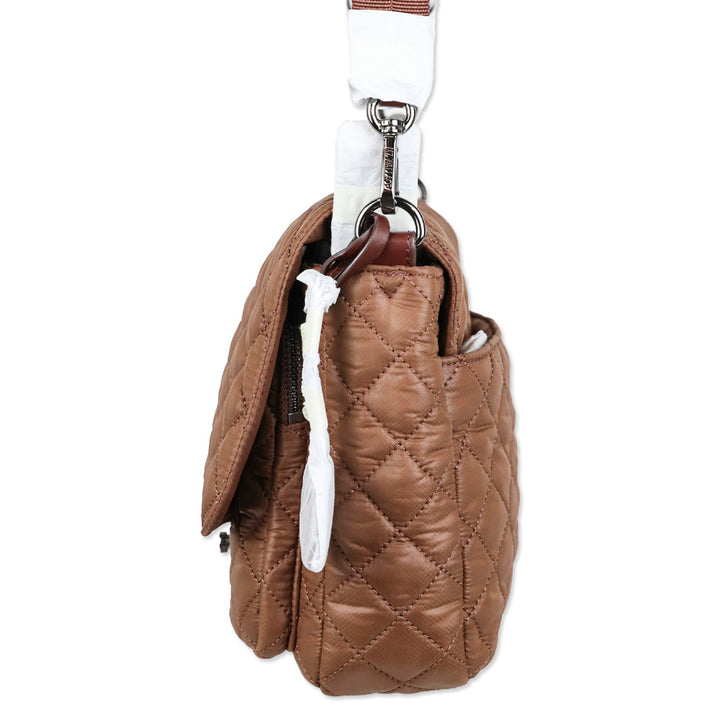 MZ Wallace Crosby Lock Medium Terracotta Quilted Nylon Crossbody Bag
