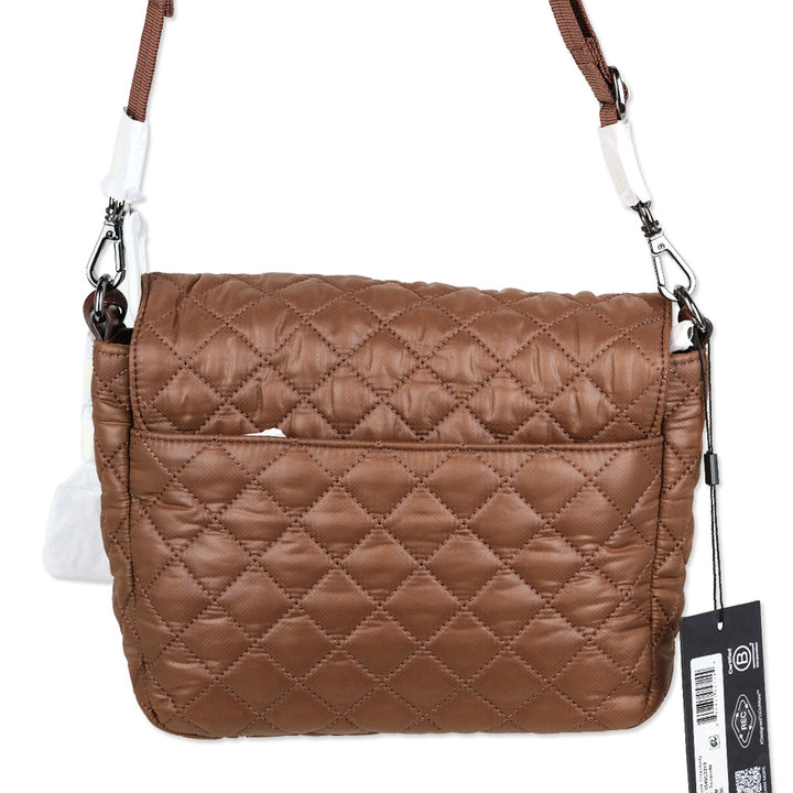 MZ Wallace Crosby Lock Medium Terracotta Quilted Nylon Crossbody Bag