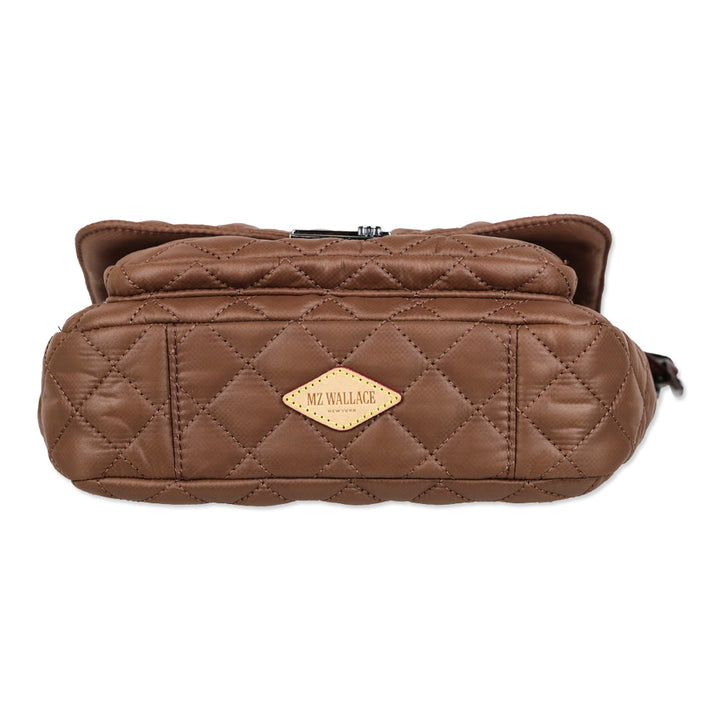 MZ Wallace Crosby Lock Medium Terracotta Quilted Nylon Crossbody Bag
