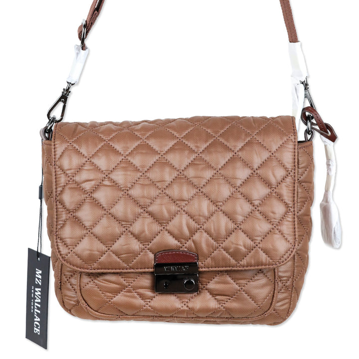 MZ Wallace Crosby Lock Medium Terracotta Quilted Nylon Crossbody Bag