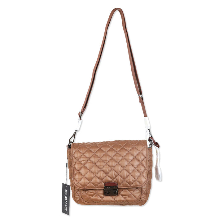 MZ Wallace Crosby Lock Medium Terracotta Quilted Nylon Crossbody Bag