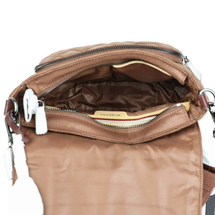 MZ Wallace Crosby Lock Medium Terracotta Quilted Nylon Crossbody Bag
