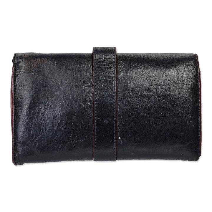 MZ Wallace Dark Brown Leather Wallet with Strap