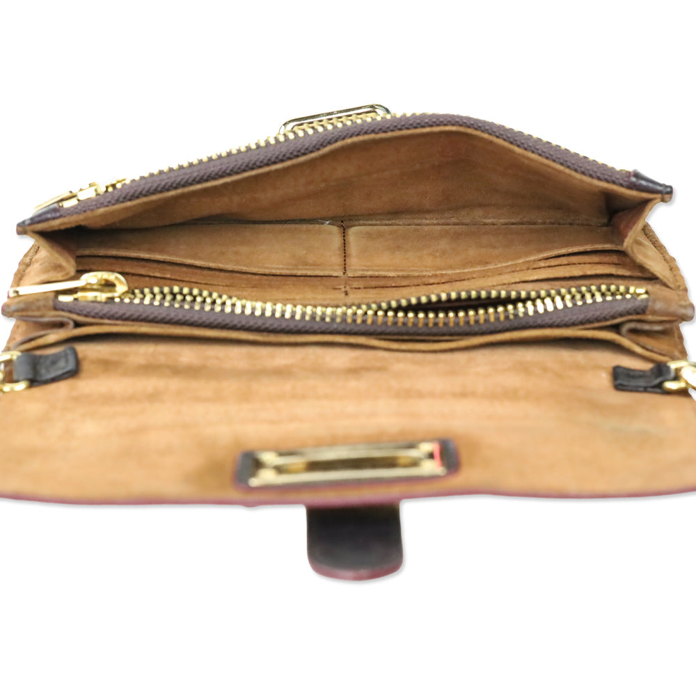 MZ Wallace Dark Brown Leather Wallet with Strap