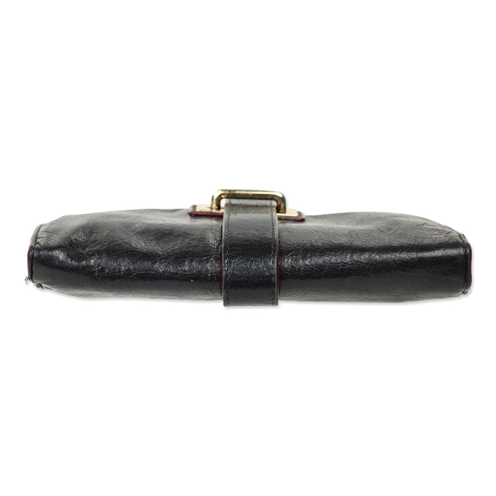 MZ Wallace Dark Brown Leather Wallet with Strap