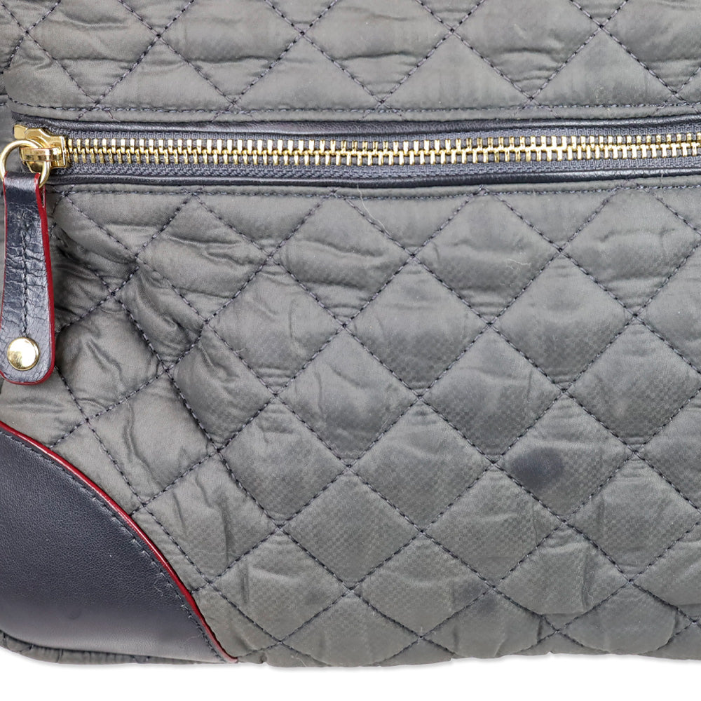 MZ Wallace Gray Quilted Nylon Leather Trim Medium Crosby Tote