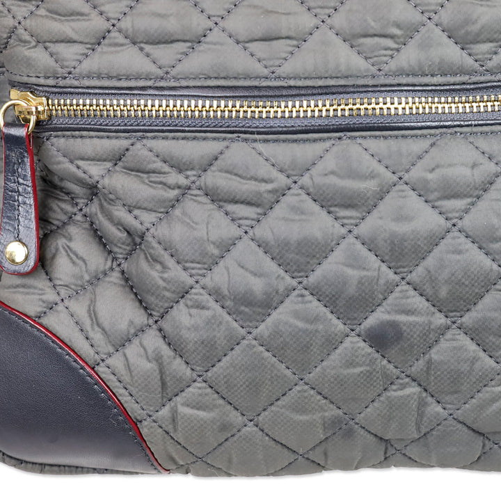 MZ Wallace Gray Quilted Nylon Leather Trim Medium Crosby Tote
