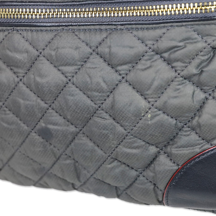 MZ Wallace Gray Quilted Nylon Leather Trim Medium Crosby Tote