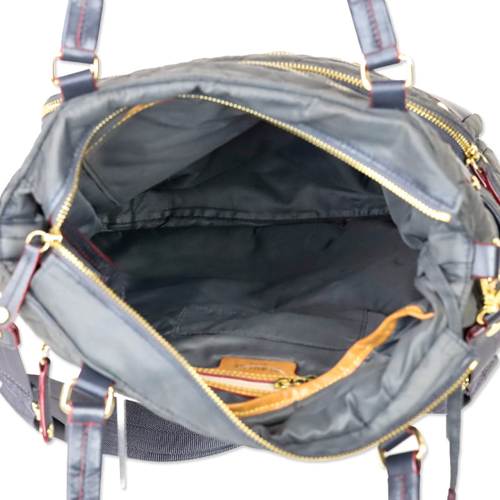 MZ Wallace Gray Quilted Nylon Leather Trim Medium Crosby Tote