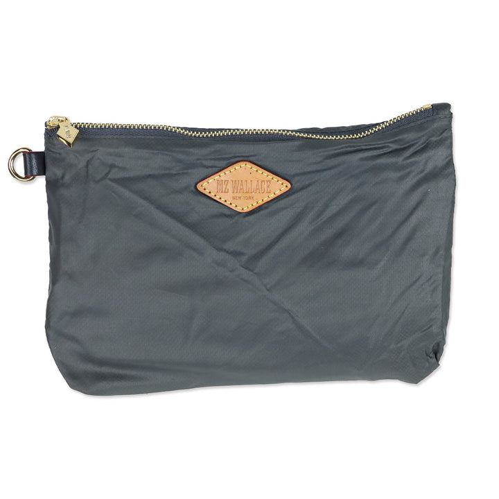 MZ Wallace Gray Quilted Nylon Leather Trim Medium Crosby Tote