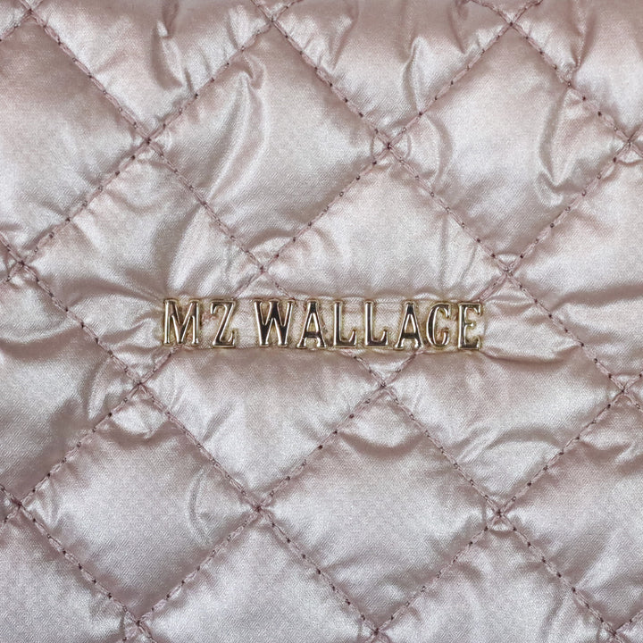 MZ Wallace Metallic Pale Rose Gold Quilted Nylon Large Tote