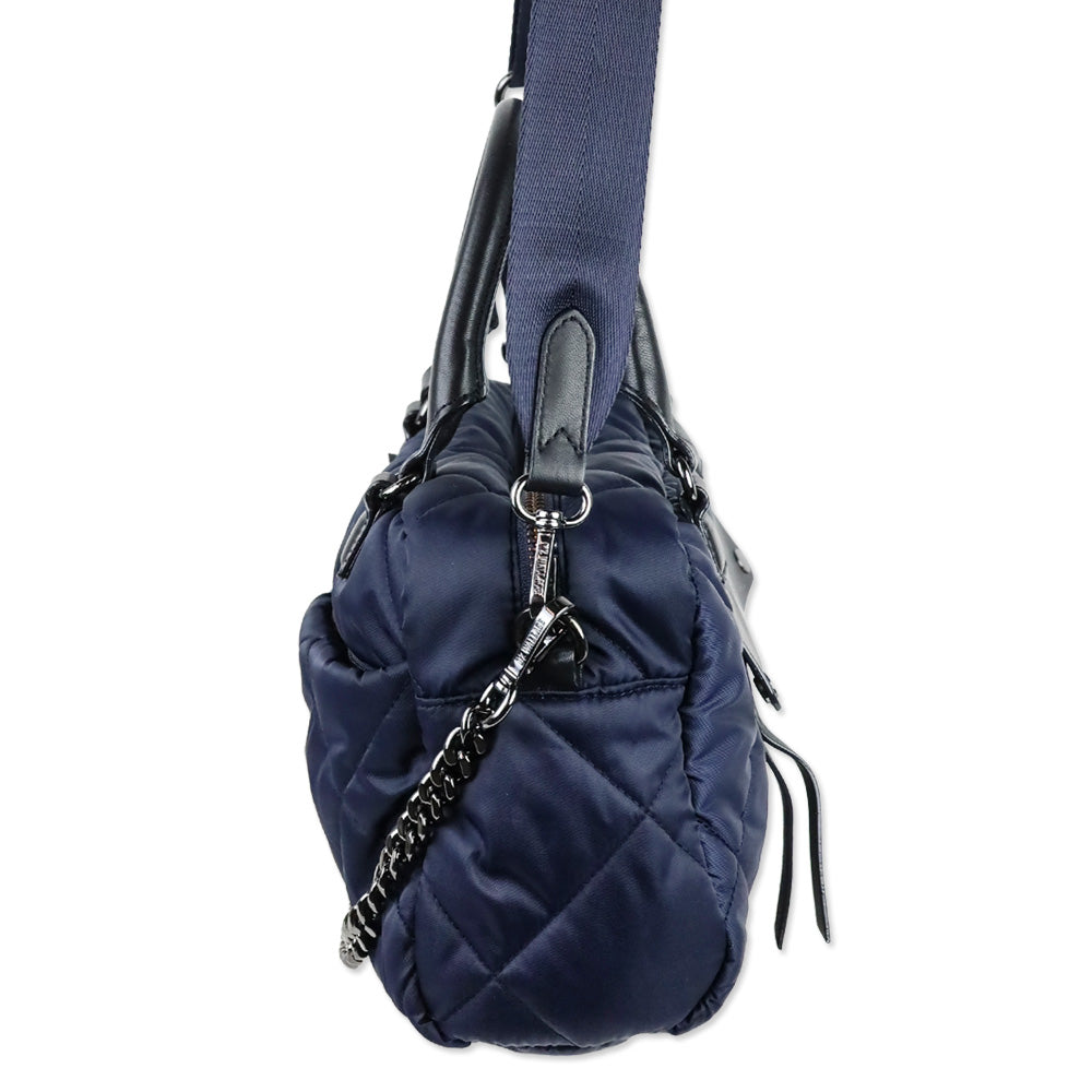 MZ Wallace Navy Quilted Nylon Madison Satchel