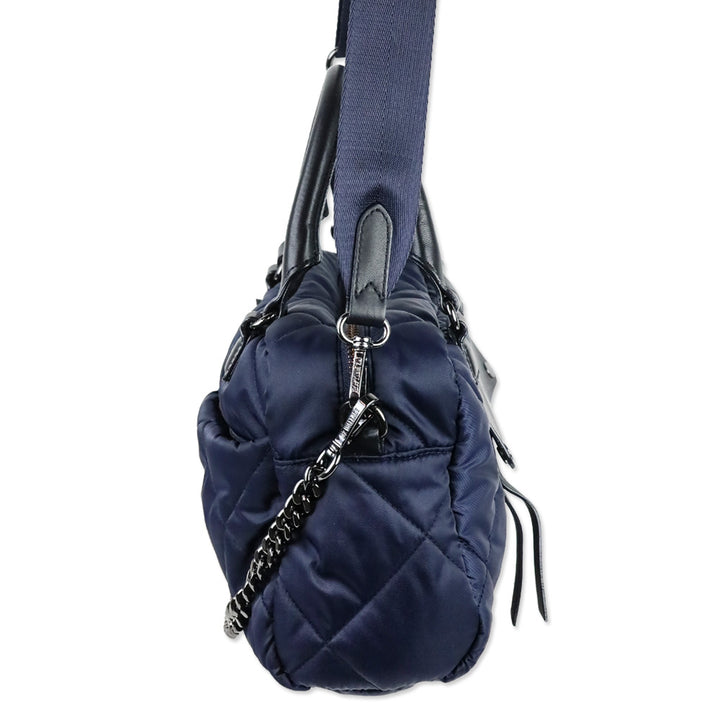 MZ Wallace Navy Quilted Nylon Madison Satchel