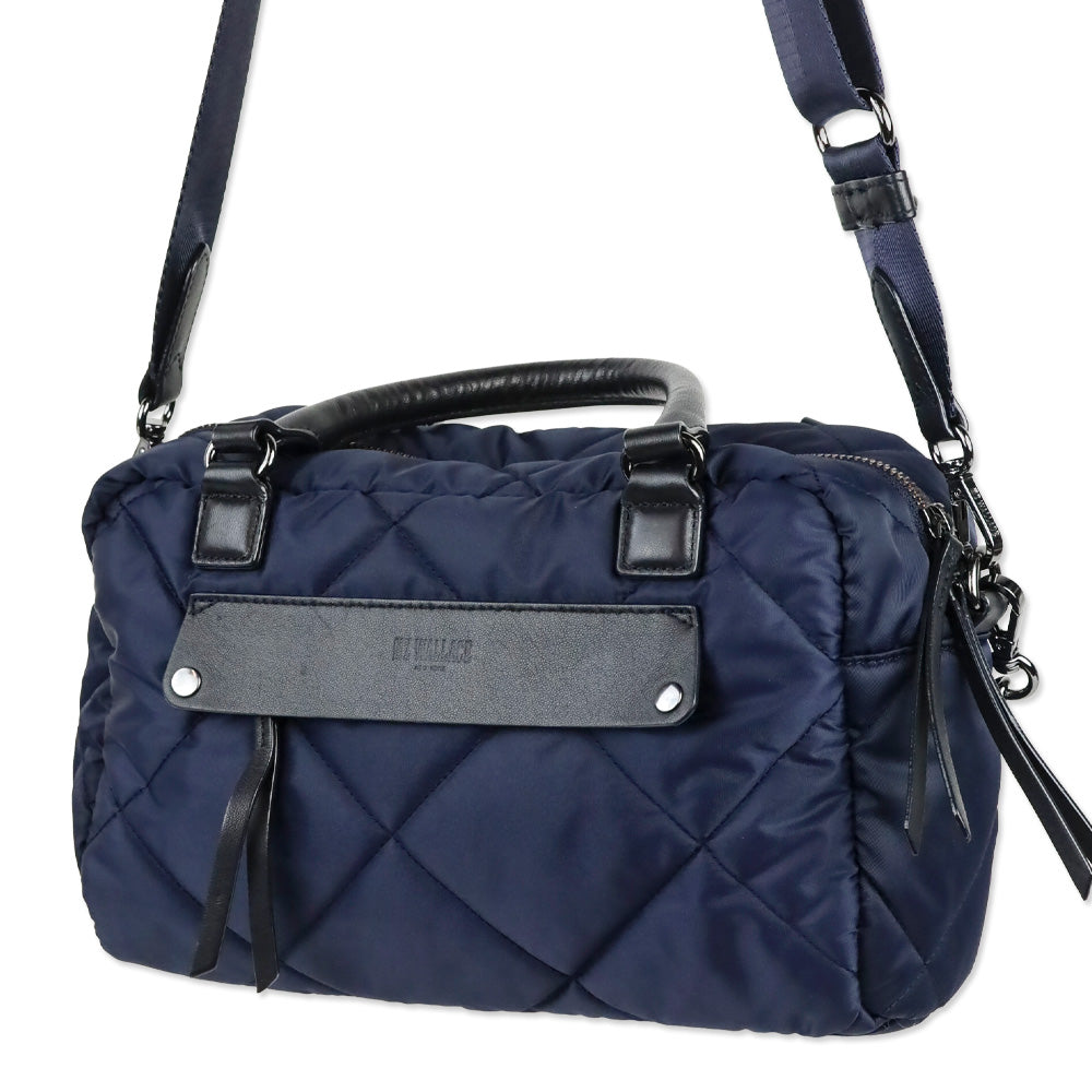 MZ Wallace Navy Quilted Nylon Madison Satchel