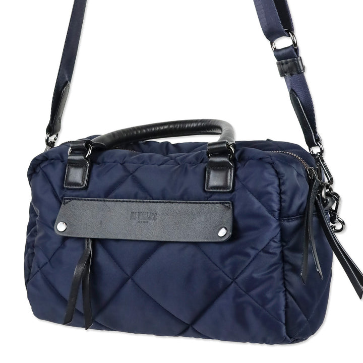MZ Wallace Navy Quilted Nylon Madison Satchel