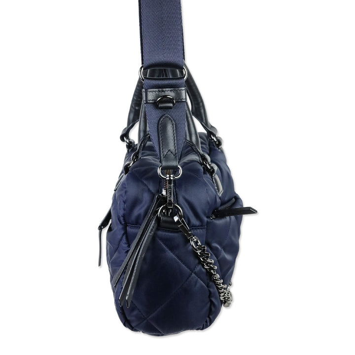 MZ Wallace Navy Quilted Nylon Madison Satchel