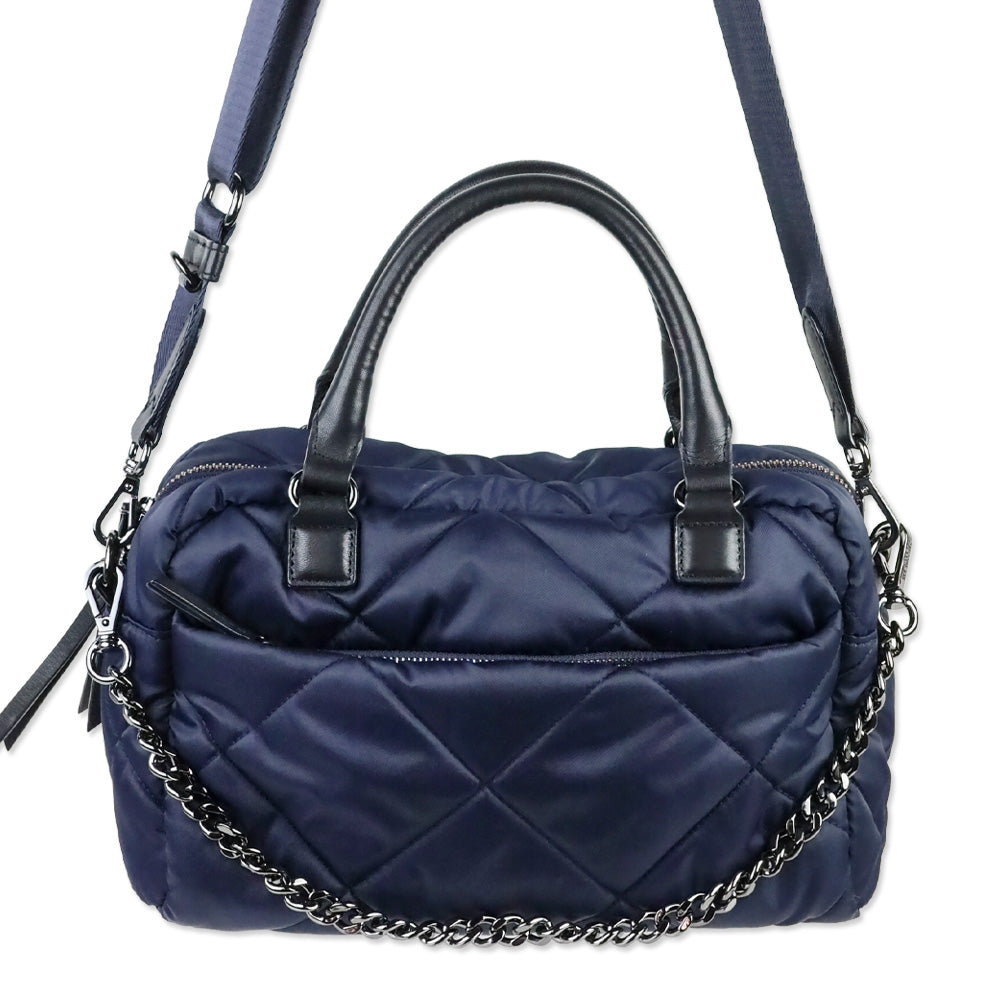 MZ Wallace Navy Quilted Nylon Madison Satchel