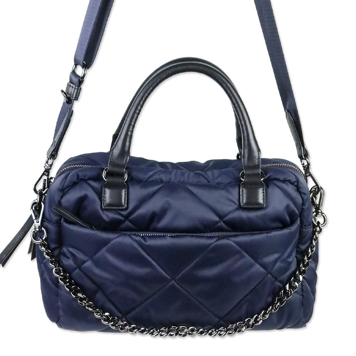 MZ Wallace Navy Quilted Nylon Madison Satchel