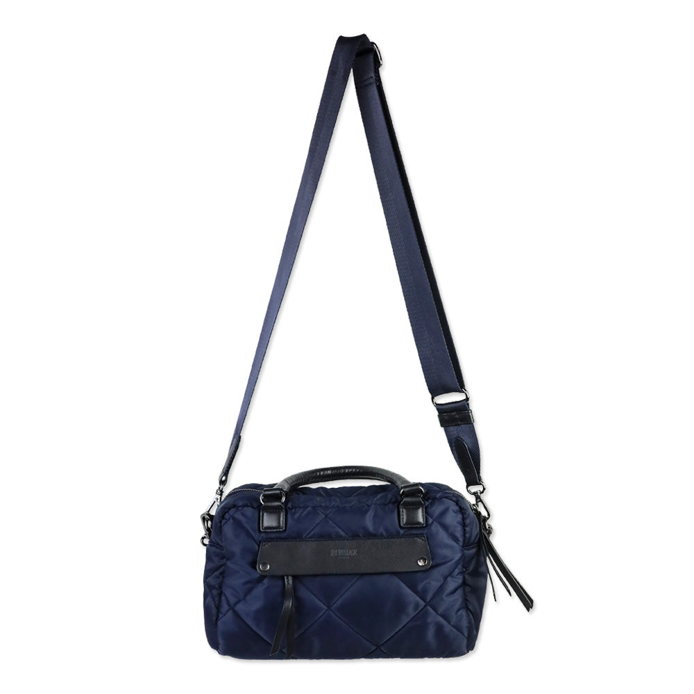 MZ Wallace Navy Quilted Nylon Madison Satchel